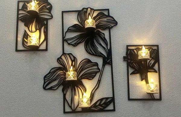 Elegent black Flower Wall Shelves ( Set of 3 )