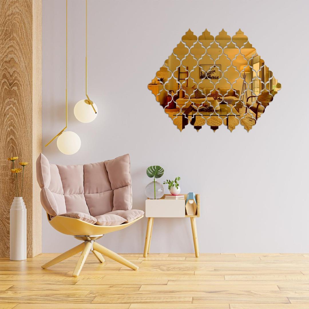 Golden Acrylic Diamond Wall Mirror ( 20 Pcs Set )