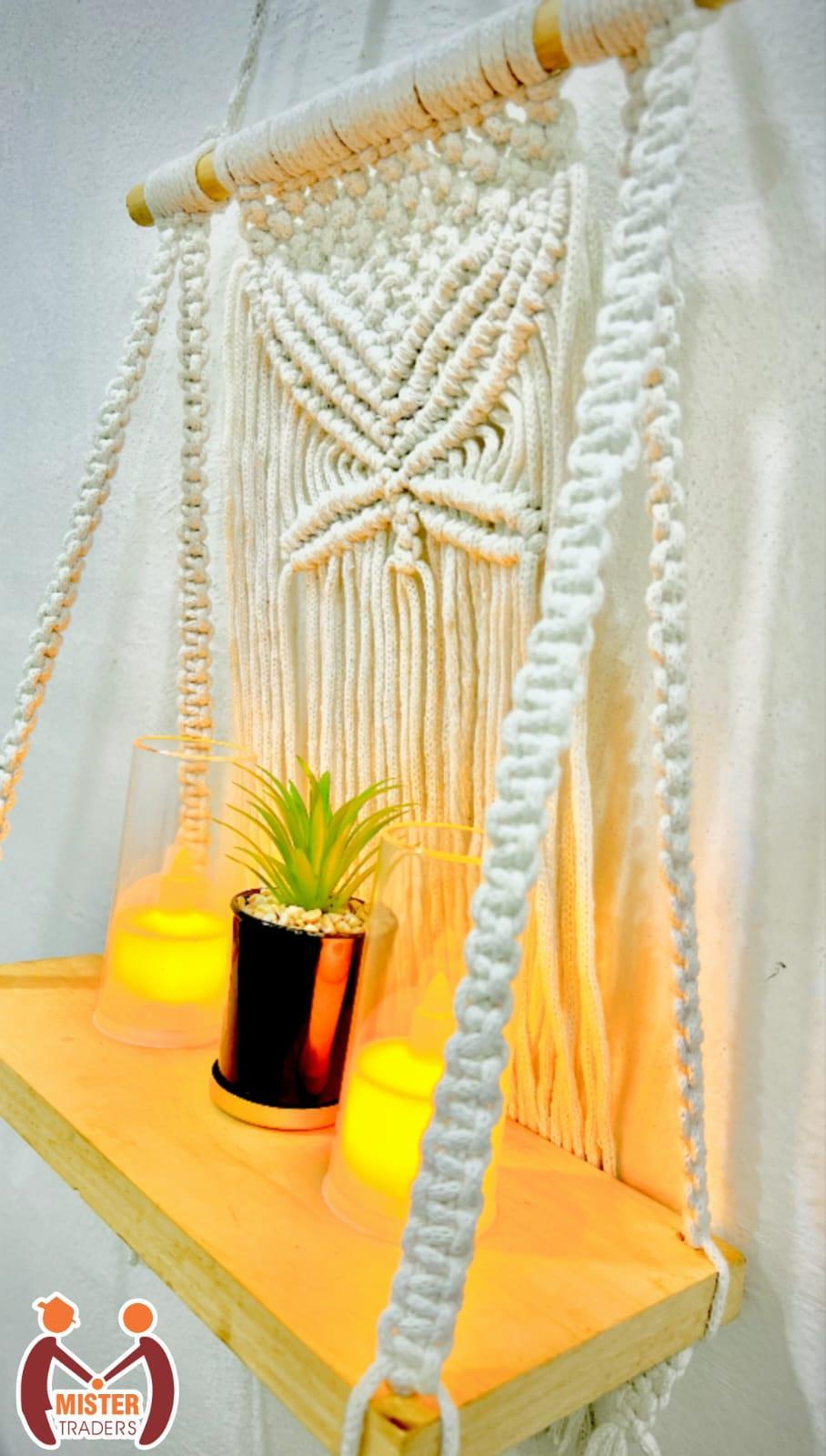 Handmade Macrame Design Wall Hanging Shelves