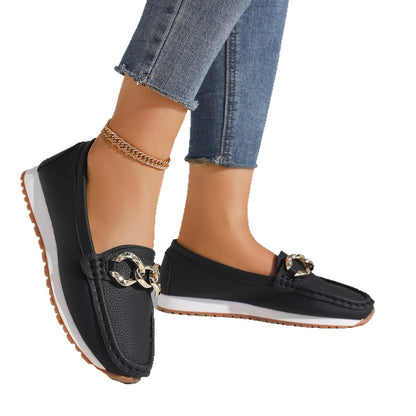 Women Casual Fashionable Metal-buckle Shoes.