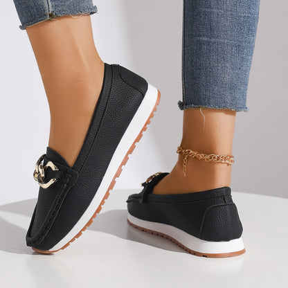 Women Casual Fashionable Metal-buckle Shoes.