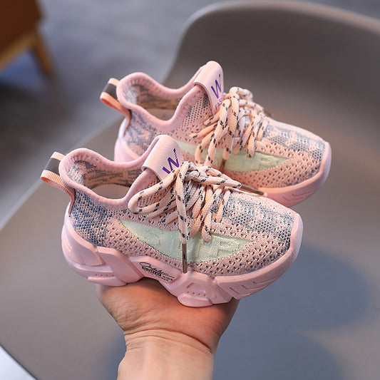 Boys and girls net sports shoes.