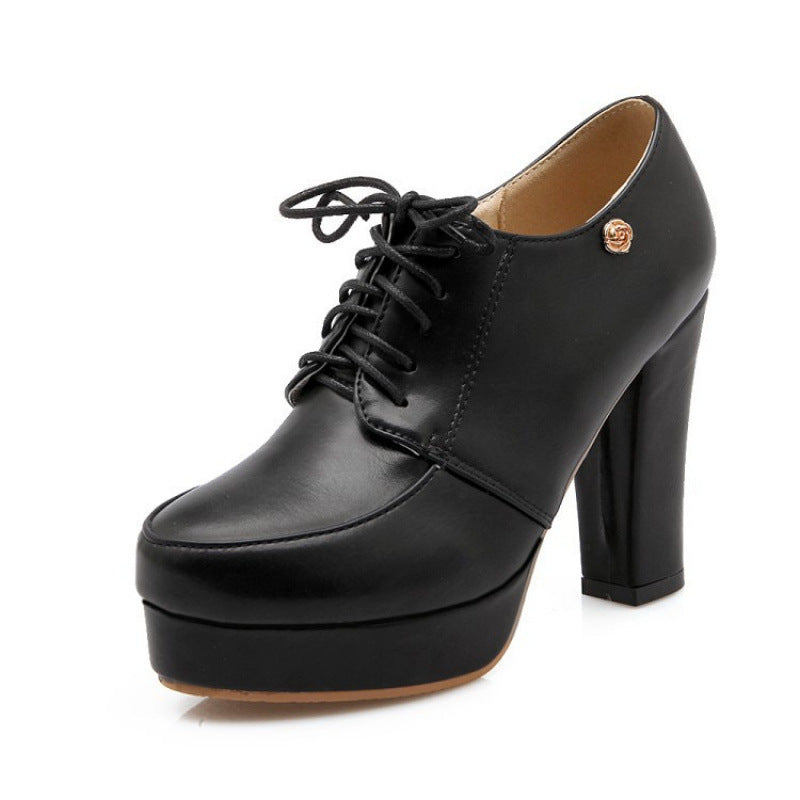 Womens Chunky-heeled Lace-up Pumps.
