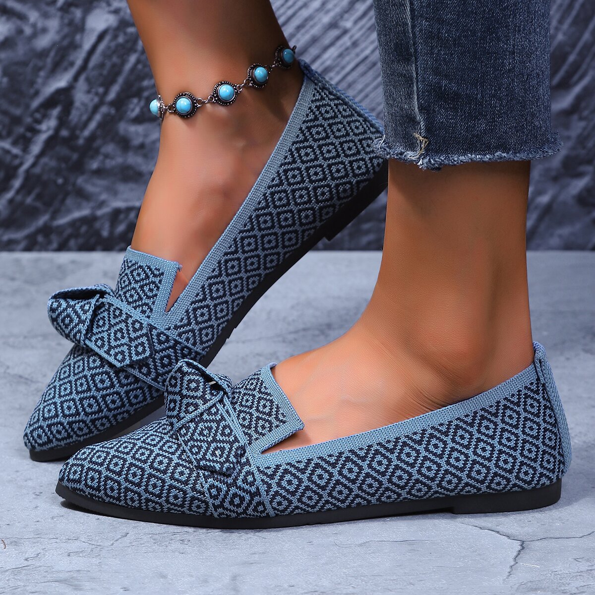 Womens Comfortable Bow-tie Loafers.
