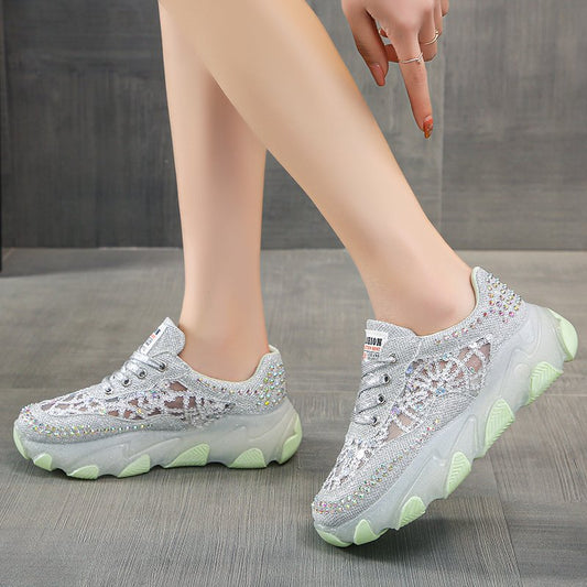Womens Breathable Mesh Rhinestone Shoes.