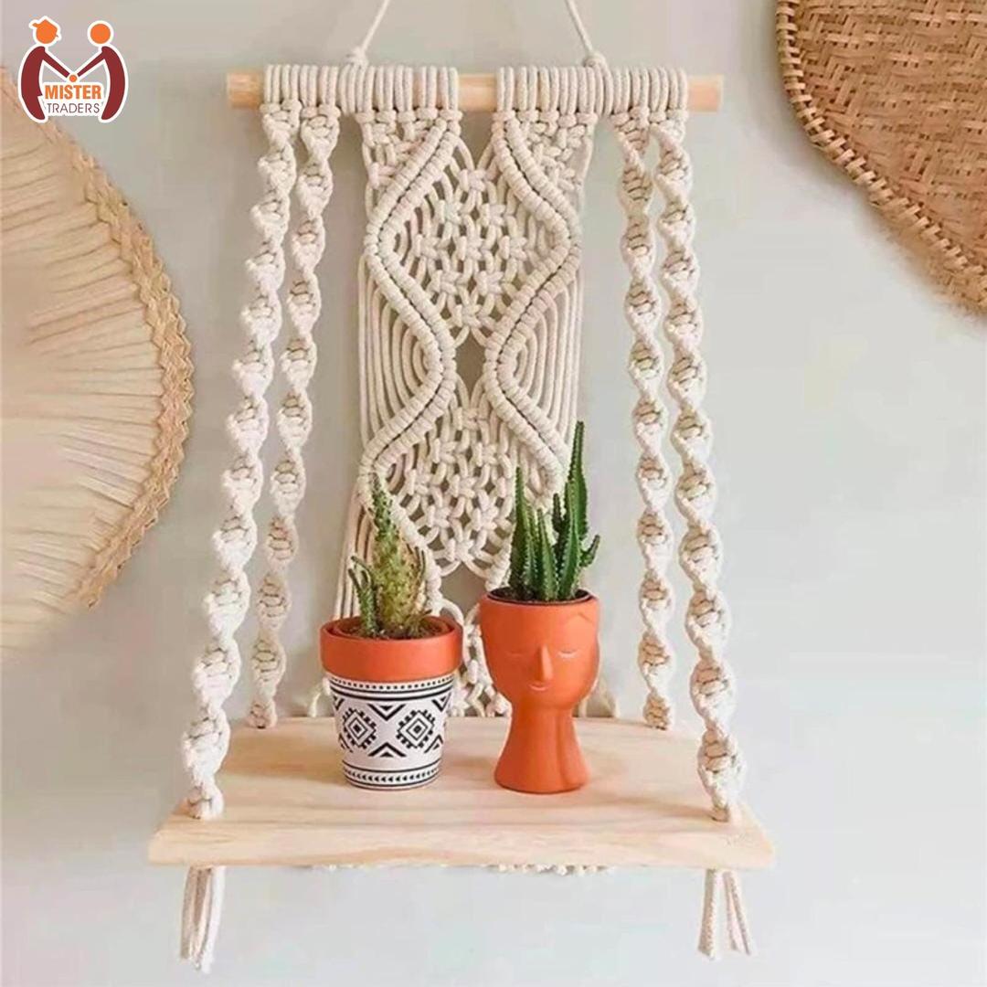 Handmade Macrame Design Wall Hanging Shelves